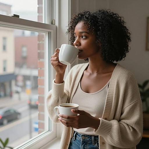 Intimate Portrait of a Woman with Coffee
