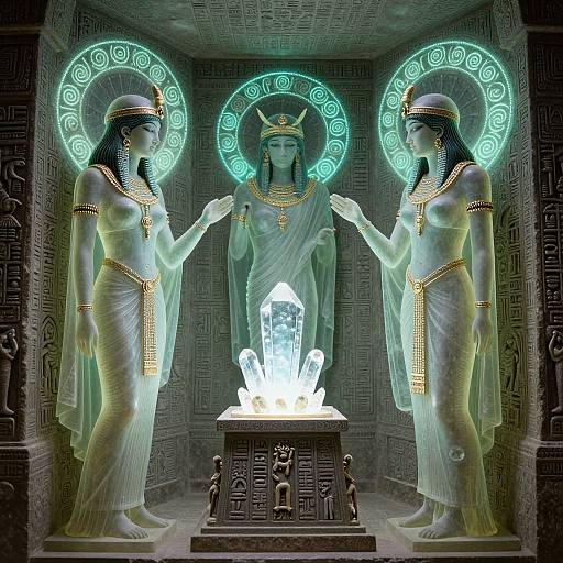 Ethereal Green Saints in Ancient Dolmen