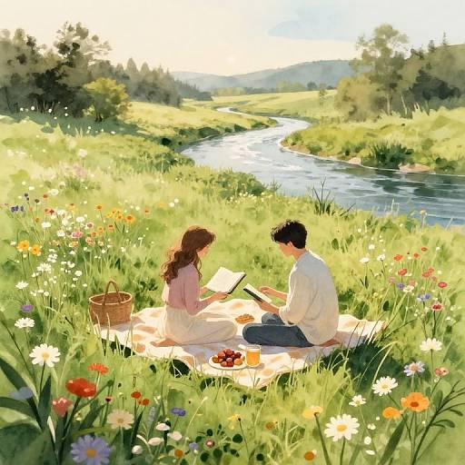 Romantic Meadow Picnic at Golden Hour