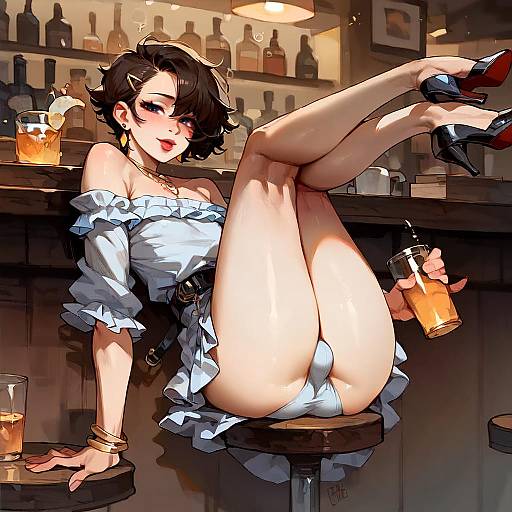 Aroused Femboy in a Bar Scene