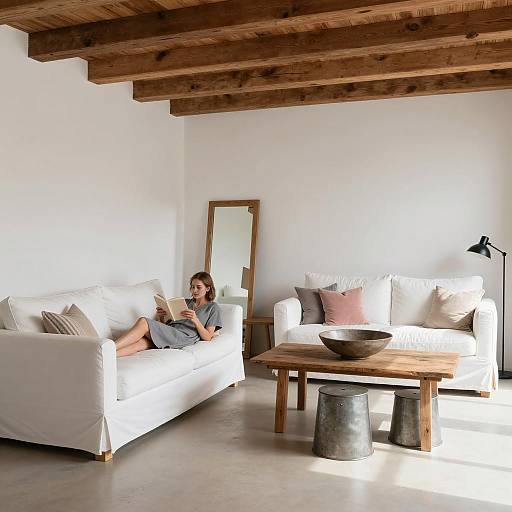 Sunlit Minimalist Room with Cozy Details