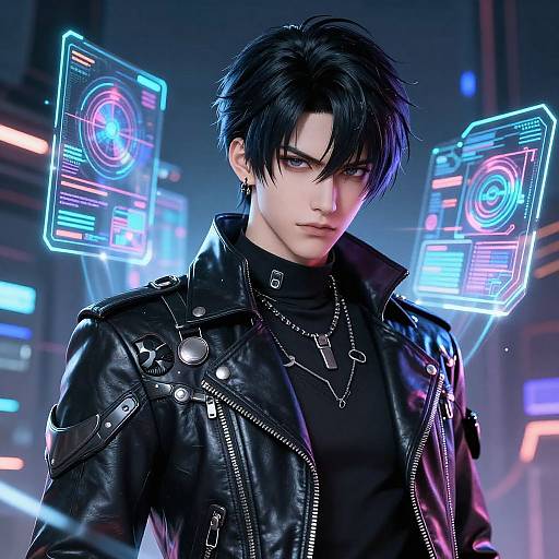 Handsome Cyberpunk Anime Boy