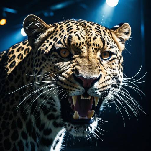 Threatening Snarling Leopard Head Close-up