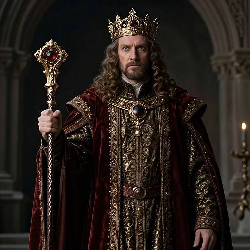 Regal Medieval Fantasy Figure with Cane