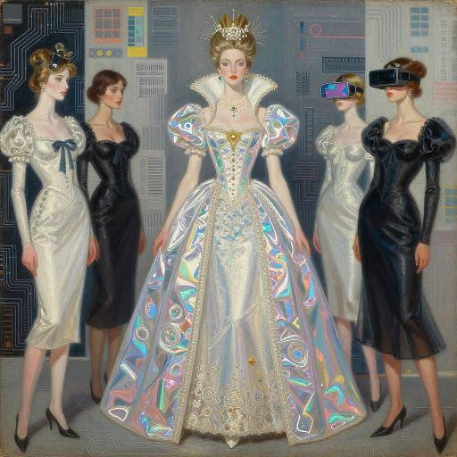 Holographic Duchess: Futuristic Vintage Art