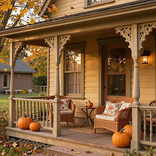 Cozy Victorian Farmhouse Autumn Porch