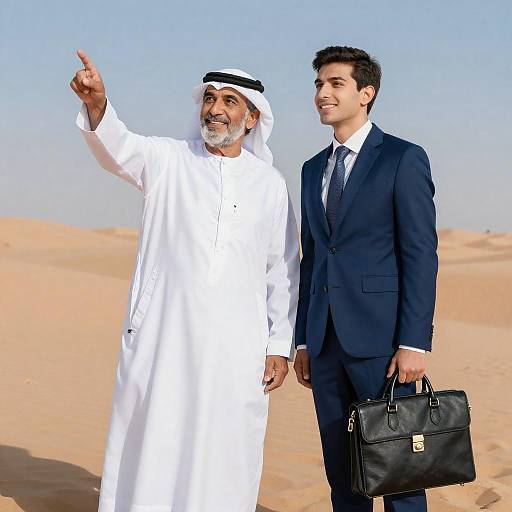 Two Men in Desert with Smiles