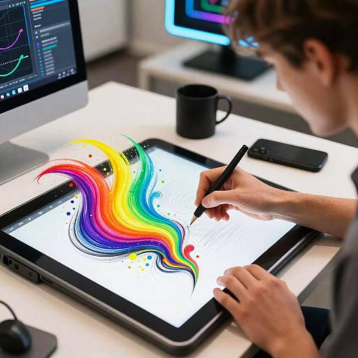 Creative Digital Artist in Futuristic Studio