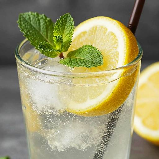 Refreshing Lemon Mint Drink Close-Up