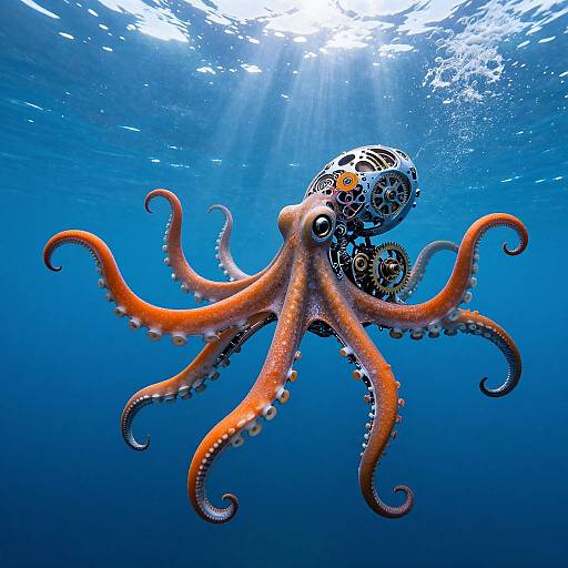 Mechanical Octopus in Deep Ocean