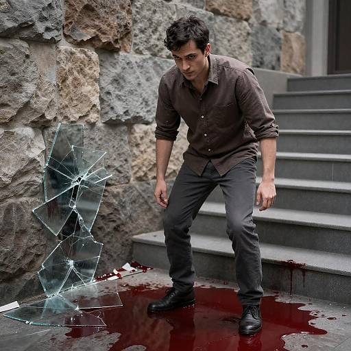 Dark-Haired Man in Blood Pool