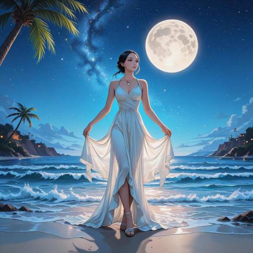 Elegant Figure on a Moonlit Beach