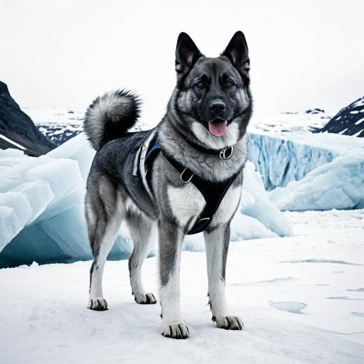 Norwegian Elkhound on Glacier Snow
