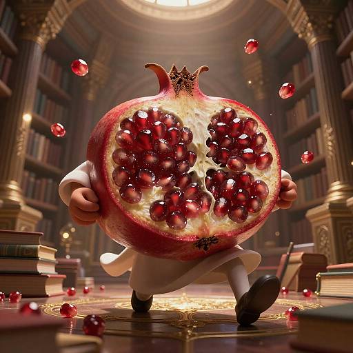 Epic Anthropomorphic Pomegranate Scholar Art