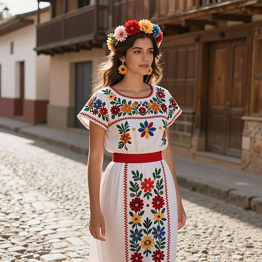 Vibrant Luisa Costume in Sunlit Street