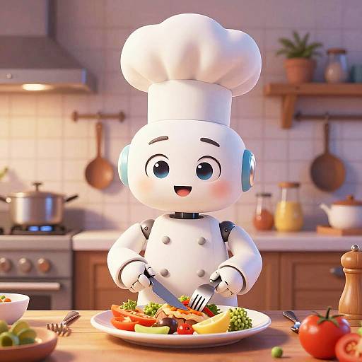 Pixar-Style Robot Chef Portrait