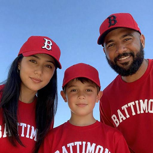 Family in Baltimore Baseball Caps and Shirts