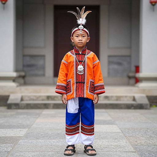 Boy in Colorful Traditional Ethnic Costume