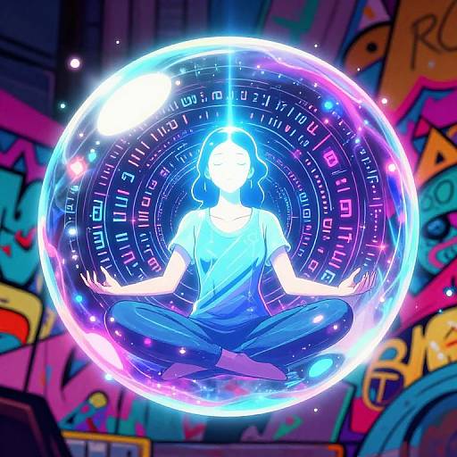 Anime Style Meditation in Psychic Bubble