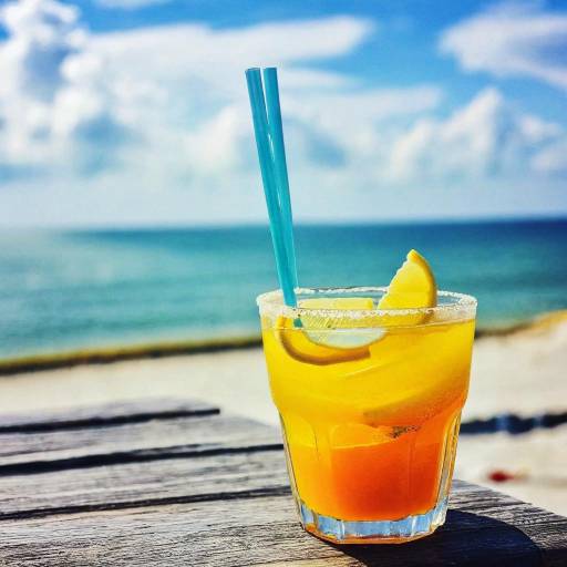 Tropical Orange Cocktail on Beach