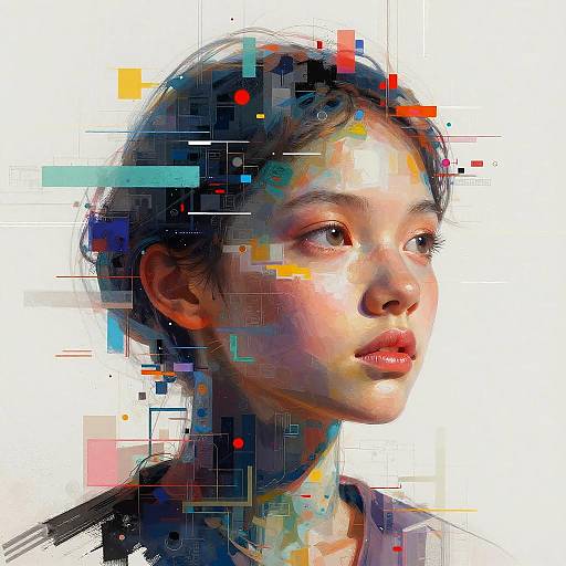 Surreal AI Portrait with Digital Glitches