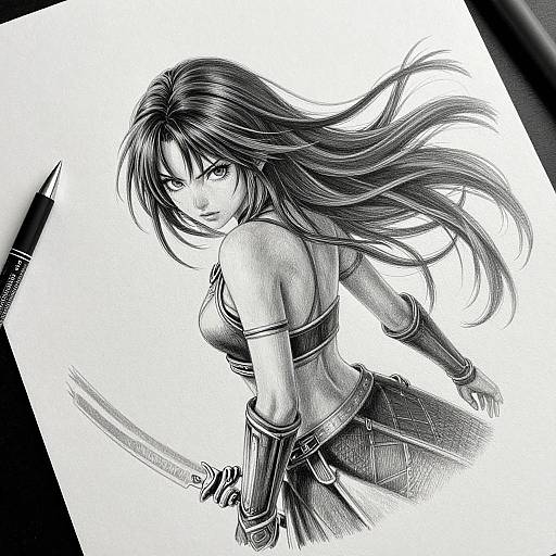 Hyper-Realistic Anime Warrior Drawing