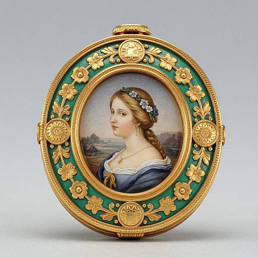 Ornate Gold Snuffbox with Floral Portrait
