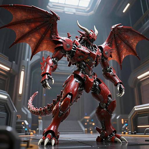 Crimson Wyvern Mecha Robot