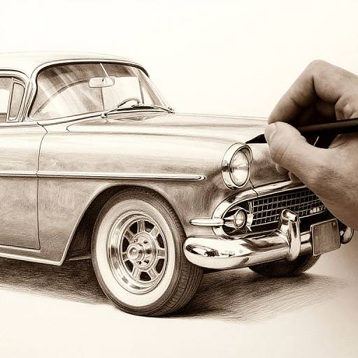Vintage Sepia Classic Car Drawing