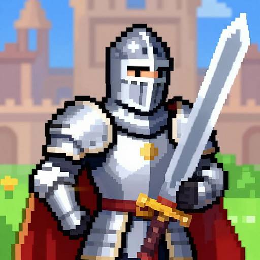 16x16 Pixel Brave Knight Close-Up