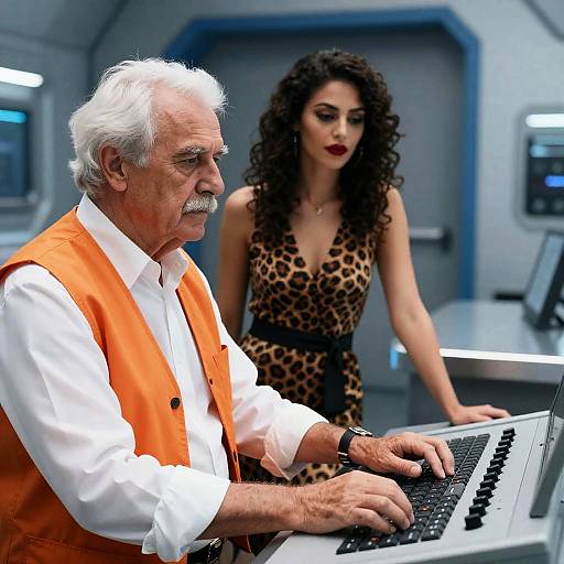 Futuristic Control Room with Distinct Characters