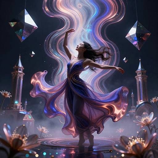 Mesmerizing Chromatic Dreamscape With Woman