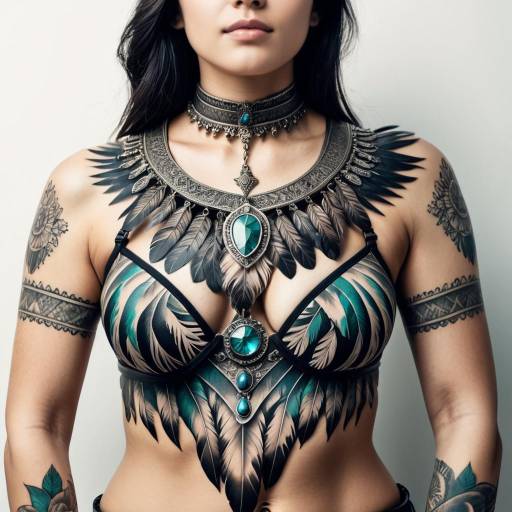 Tattooed Woman with Tribal Jewelry