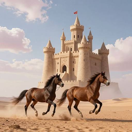 Majestic Horses Carrying Floating Castles