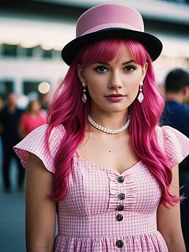 Realistic Pink Wednesdays Costume Girl