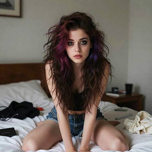 Realistic Emo Girl in Messy Bedroom