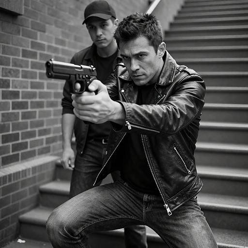 Intense Standoff in Black and White