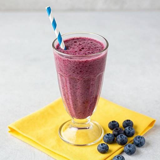 Vibrant Blueberry Smoothie with Straw