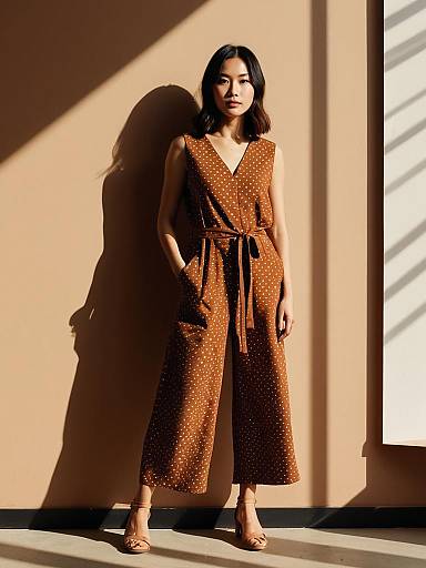 Cinematic Fashion: Asian Woman in Jumpsuit