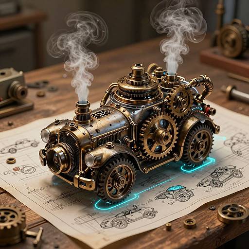 Steampunk Car Part Generator Illustration
