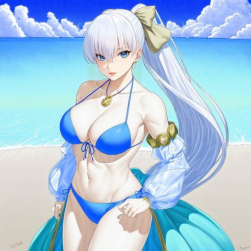 Illustration of Anastasia (swimsuit archer) (fate), fate/grand order in the style of Zurikishi