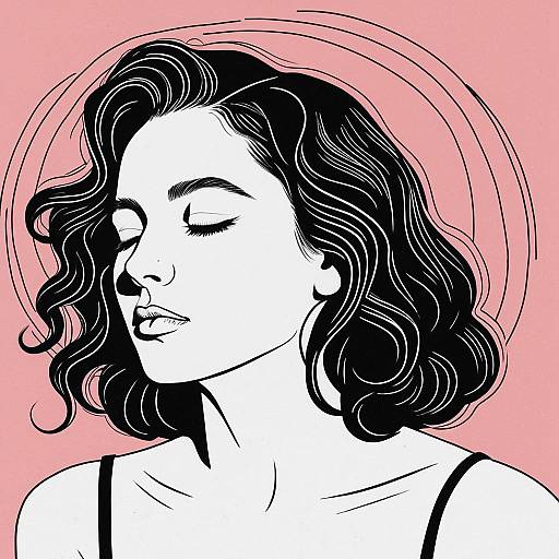 Minimalist Line Art Portrait of Woman