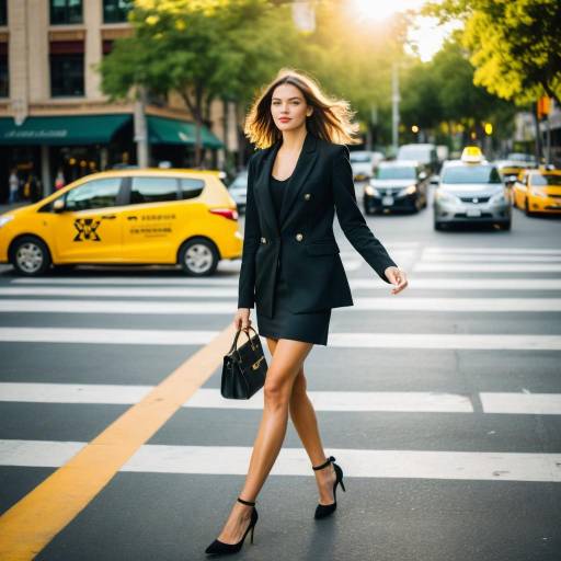 Confident Fashion in Urban Crosswalk
