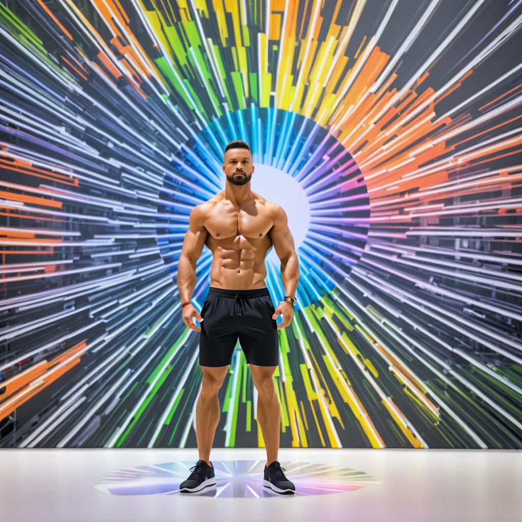 Fit Man Pose in Modern Art Setting