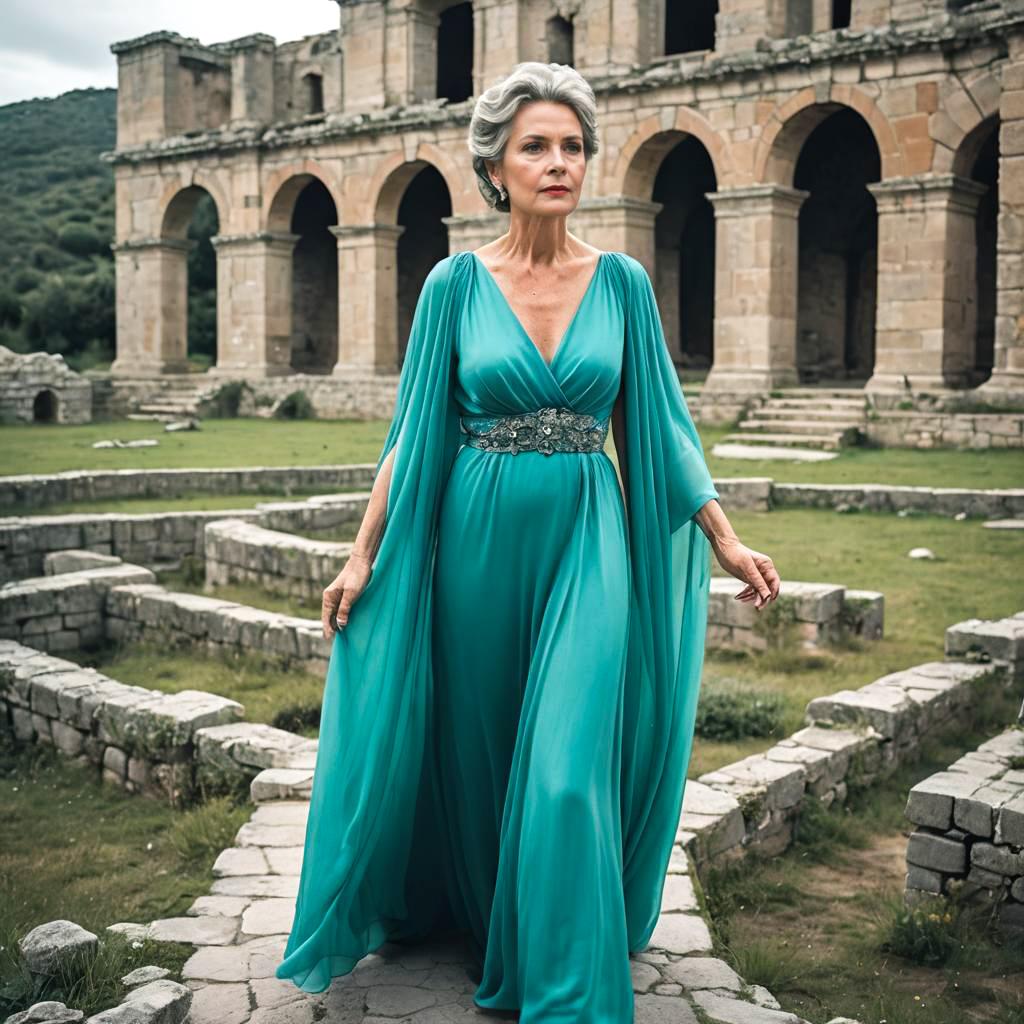 Regal Woman in Ocean Turquoise Gown