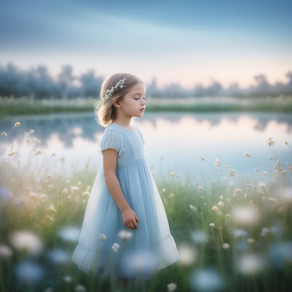 Ethereal Child in Serene Flower Field