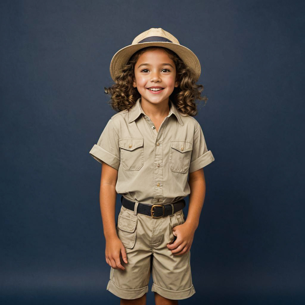 Excited Explorer in Safari Outfit Pose