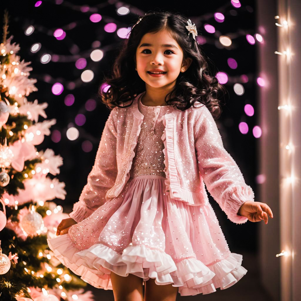 Joyful Holiday Girl in Festive Outfit