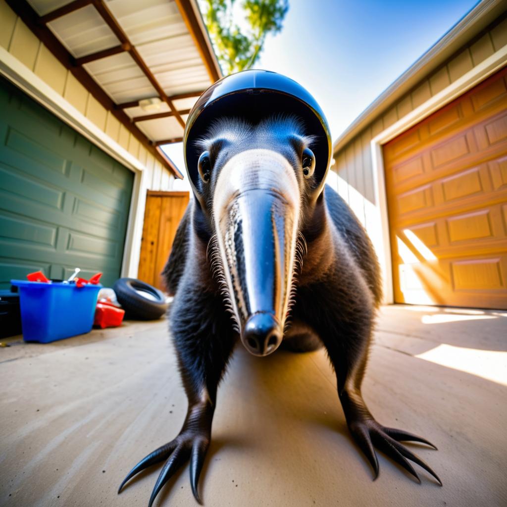 Goofy Anteater in a Messy Garage