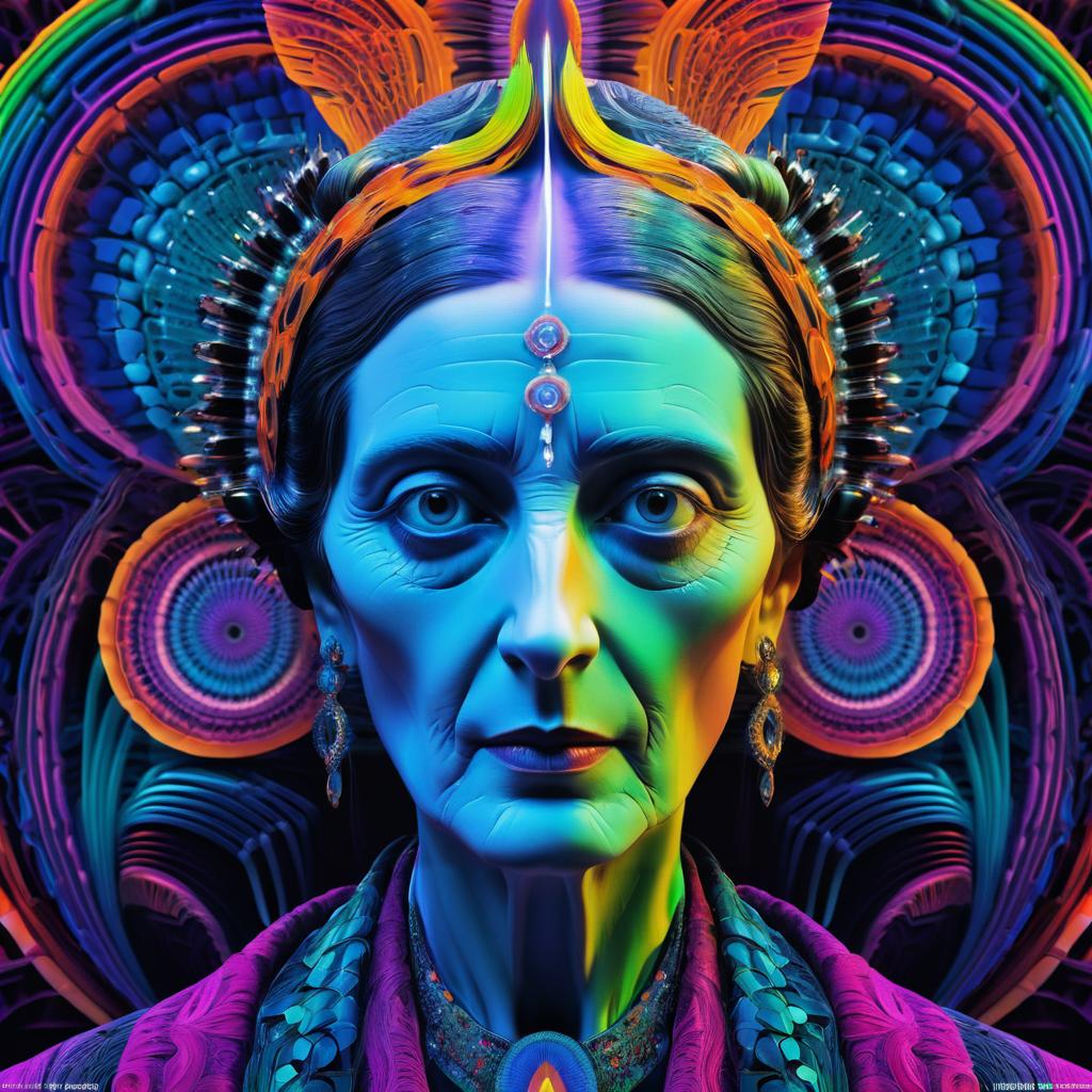 Vibrant Symmetrical Portrait of Virginia Woolf